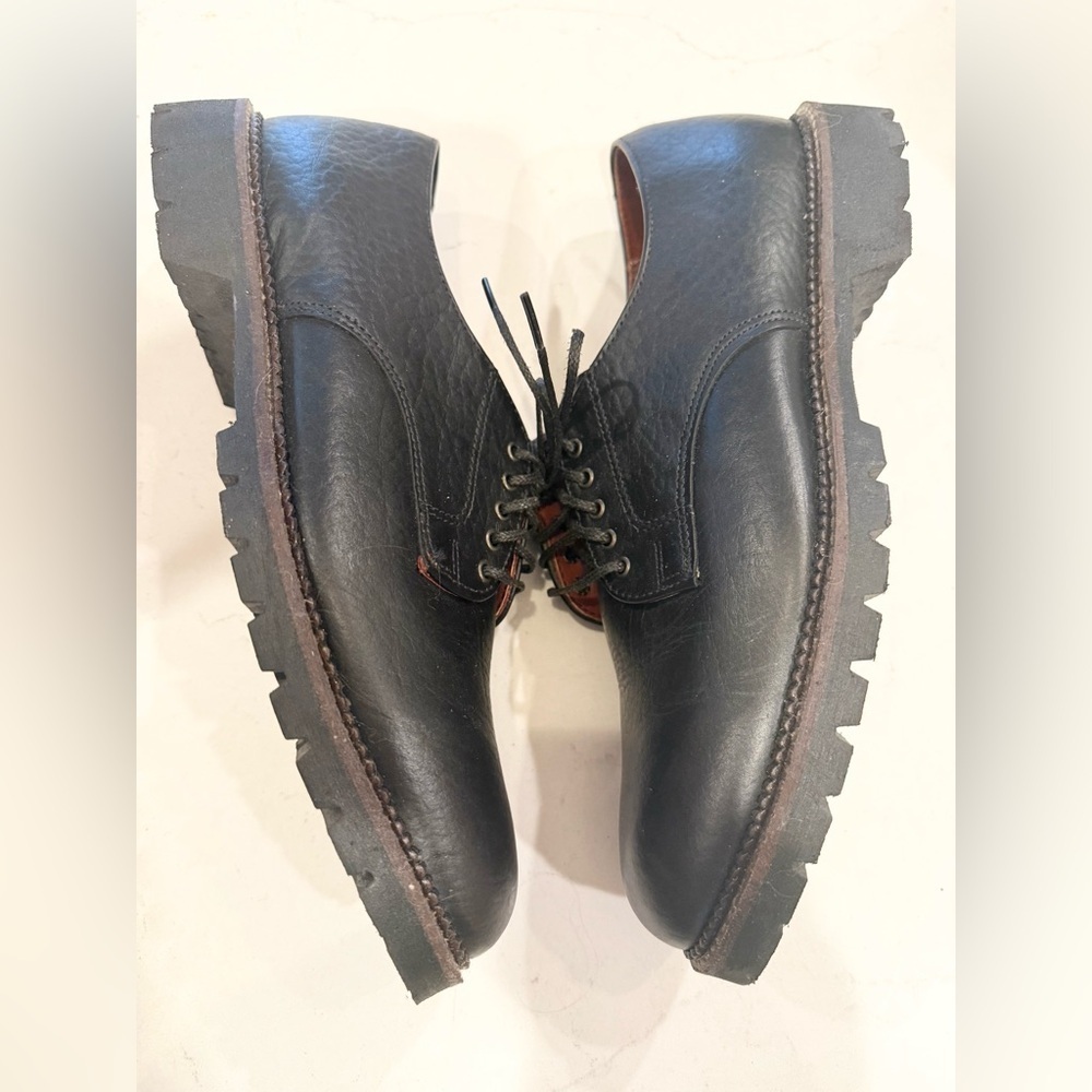 H.S.TRASK BLACK BISON LEATHER OXFORDS SHOES 10M - Picture 4 of 8